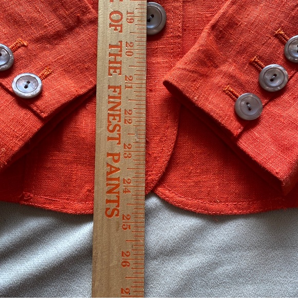 Harve Bernard Linen Blazer Womens 10 Orange Bright Career Wear Office Statement - Picture 6 of 12